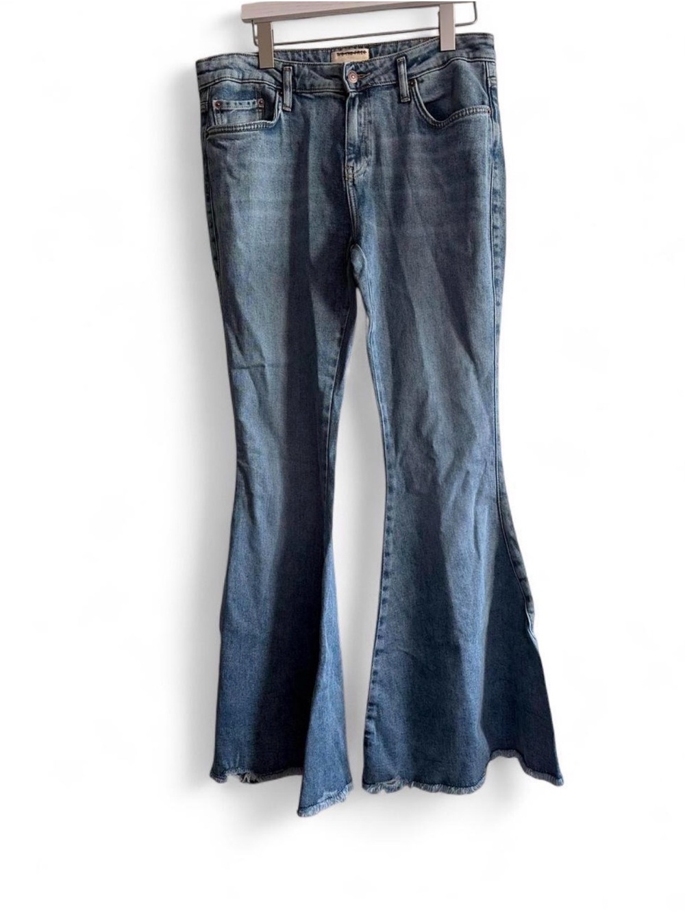 We The Free Free People Flare Jeans Low Rise Raw Hem Medium Wash Women's 32